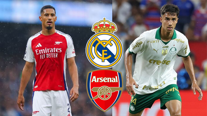 Saliba (trái) và Reis đang là mục tiêu tranh giành của Arsenal và Real